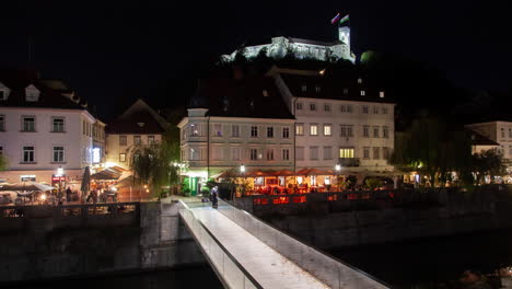 Wahrzeichen-Der-Ljubljana-Brücke-Bei-Nacht